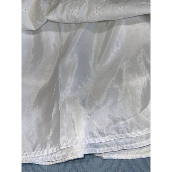 Liz Claiborne Petite 6 White Embroidered Cotton A-Line Skirt With Polyester Lini - Picture 3 of 7